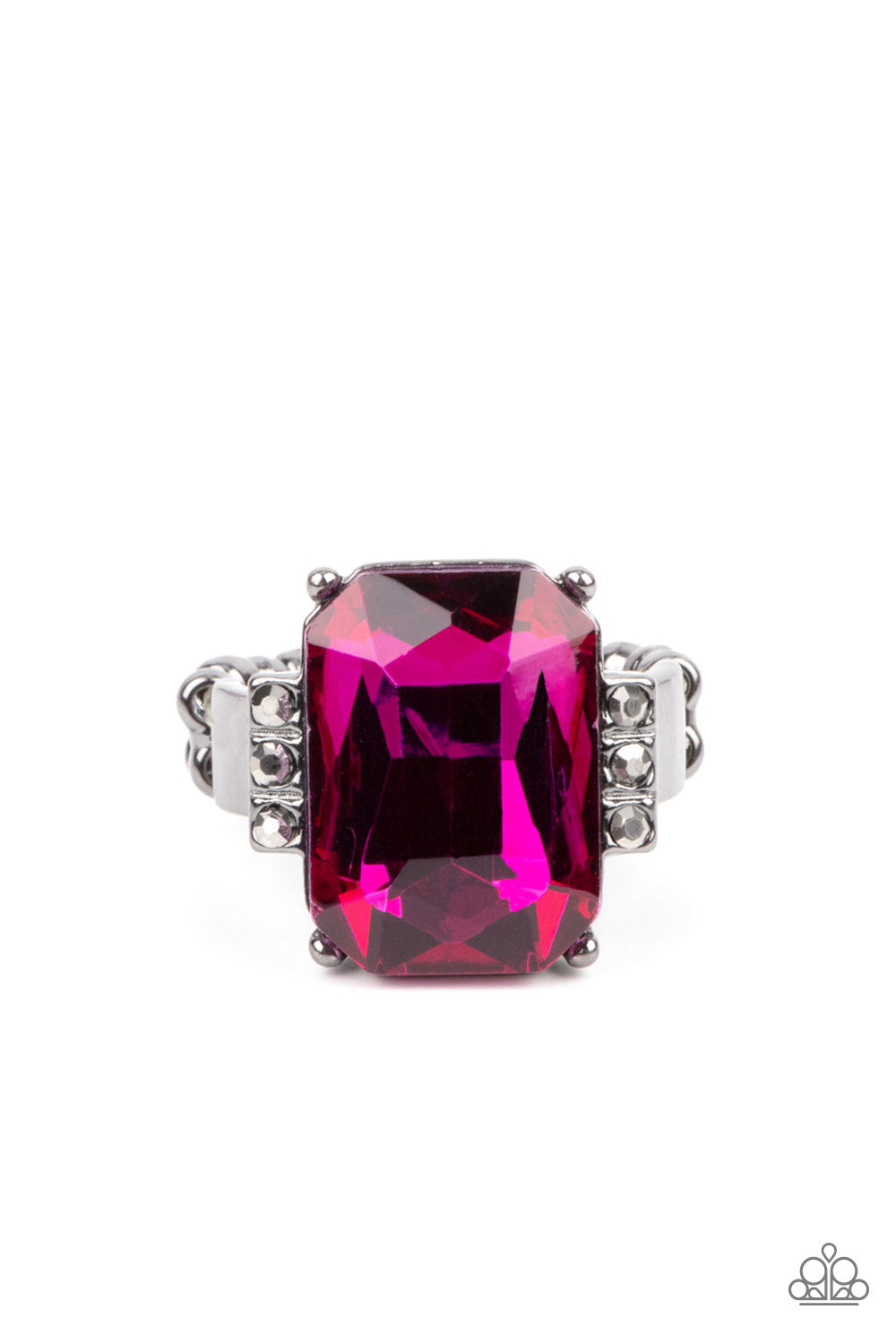 Epic Proportions - Pink Oversized Emerald Cut Gem Paparazzi Ring