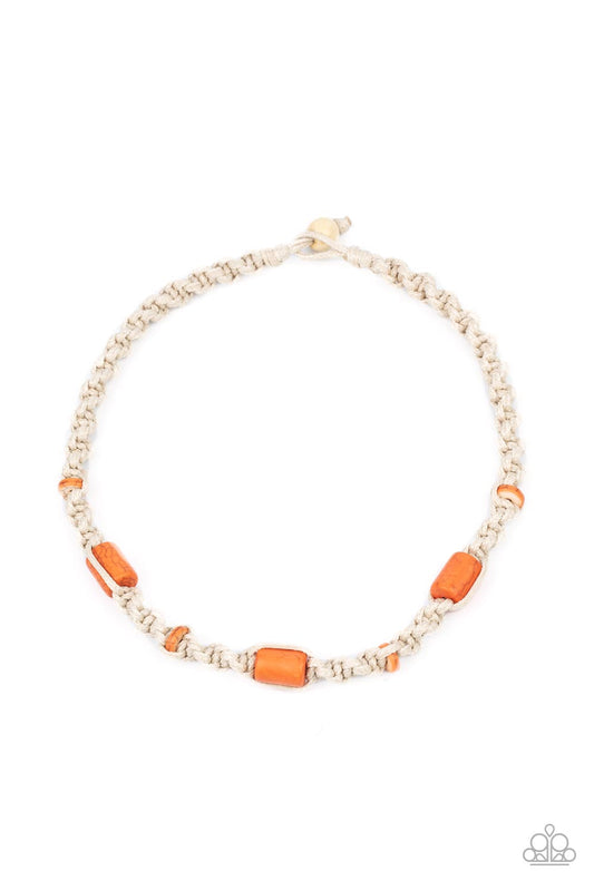 Explorer Exclusive - Orange Cylindrical Stones & Macramé Style Paparazzi Urban Necklace