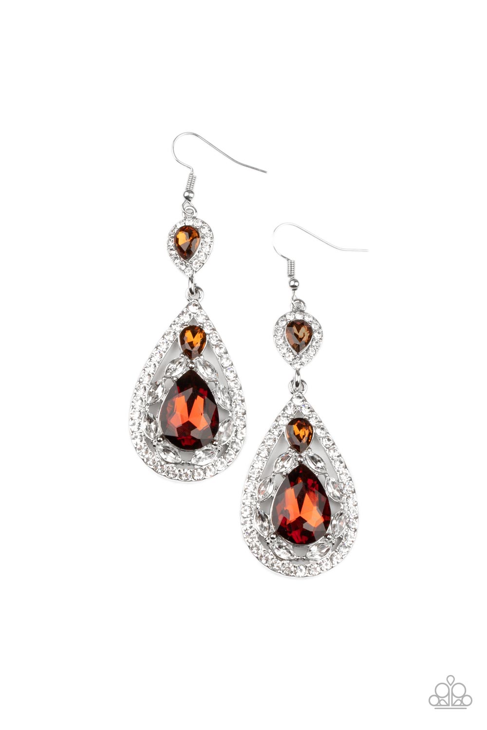 Posh Pageantry - Brown/Topaz & White Rhinestone Paparazzi Earrings