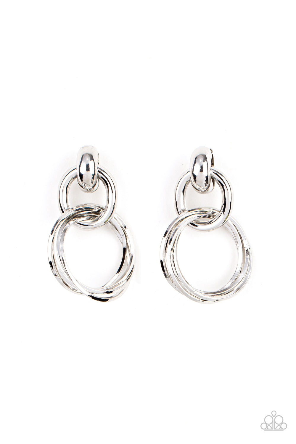 Dynamically Linked - Silver Bold Link Paparazzi CLIP-ON Earrings