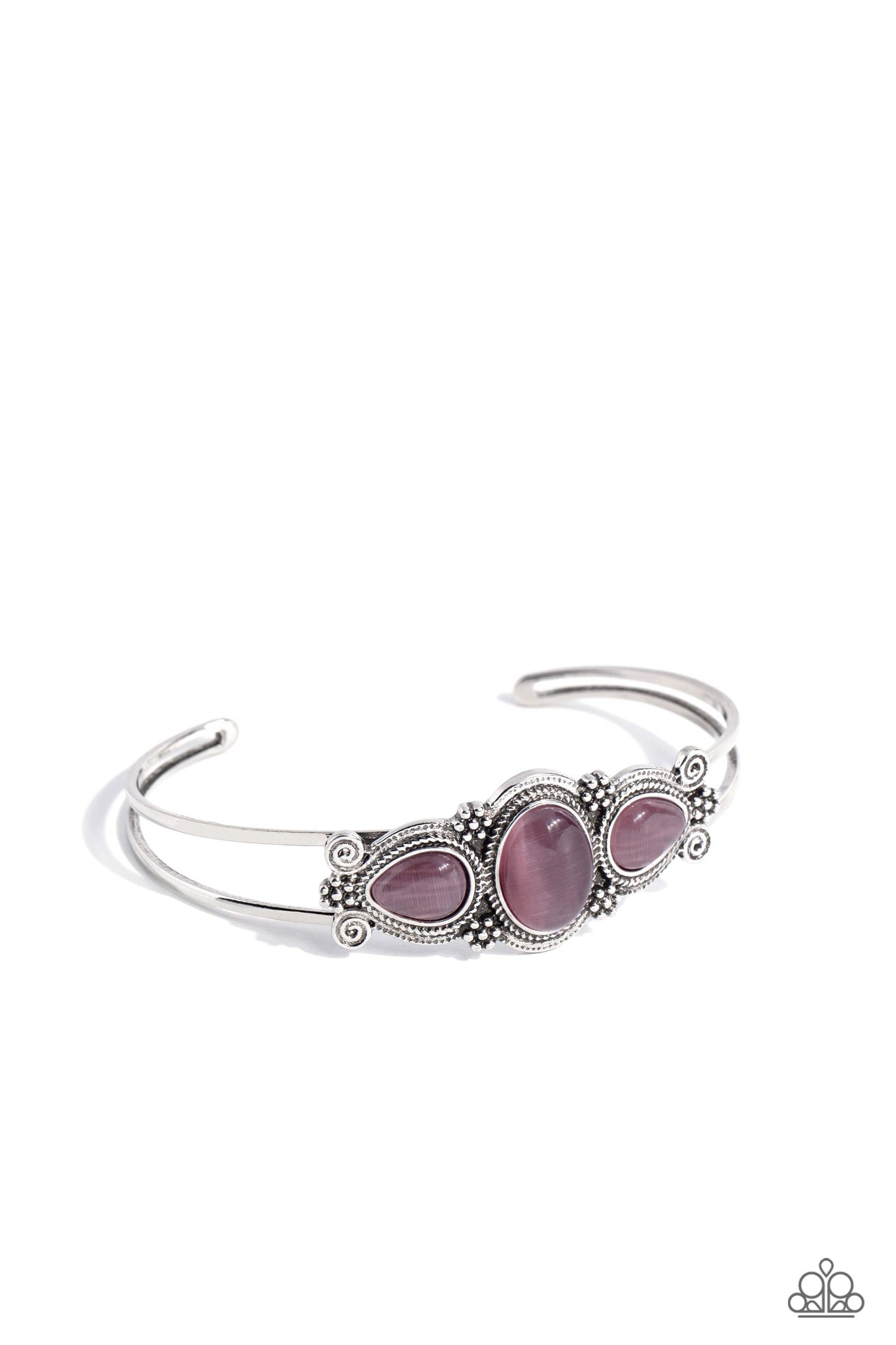 Greenhouse Glamour - Purple Teardrop Cat's Eye Stone Paparazzi Cuff Bracelet