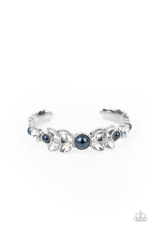 Regal Reminiscence - Blue Pearl & White Rhinestone Paparazzi Cuff Bracelet