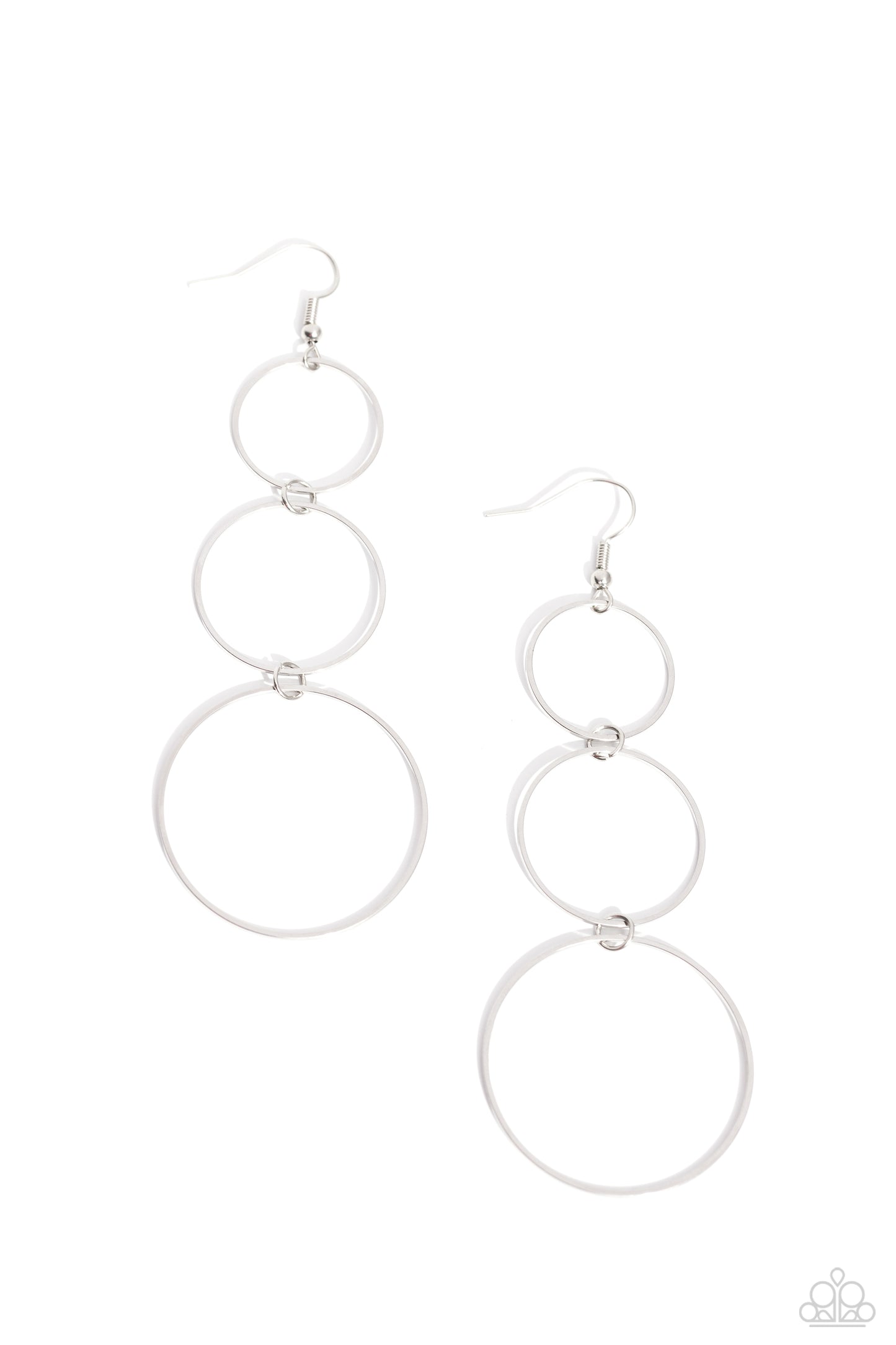 Urban Ozone - Silver Flat Linked Loops Paparazzi Earrings