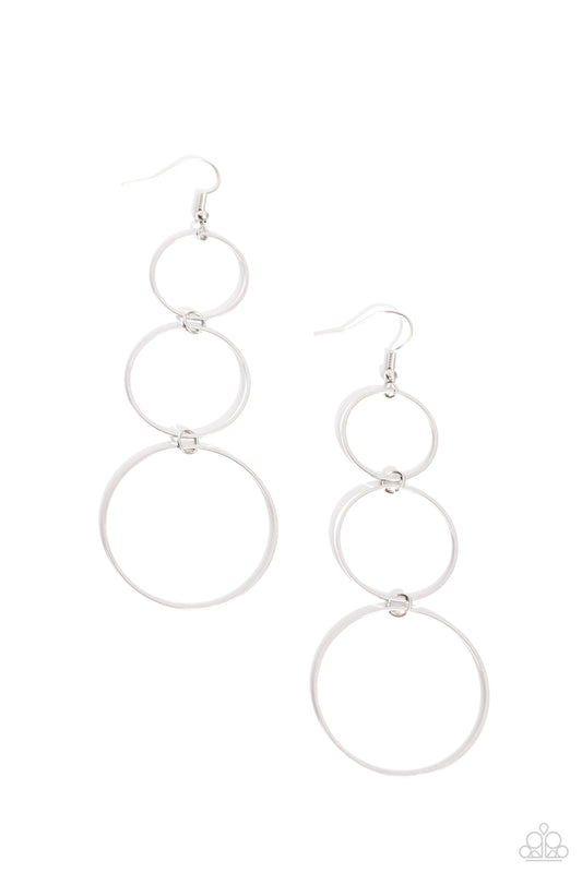 Urban Ozone - Silver Flat Linked Loops Paparazzi Earrings
