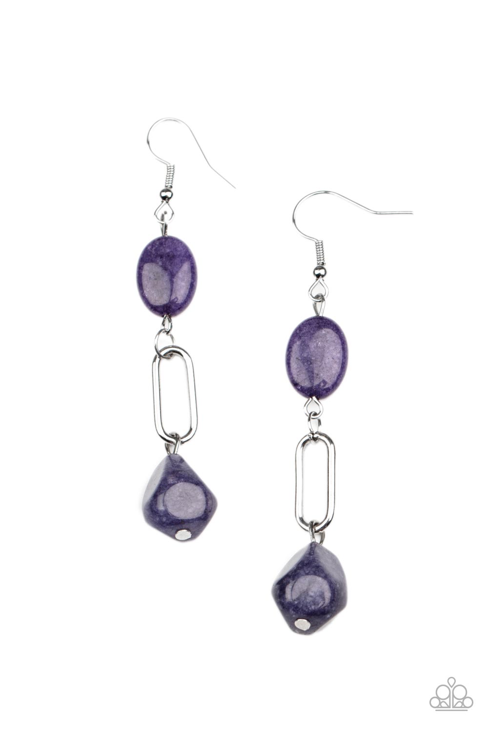 Stone Apothecary - Purple Amethyst Stones & Flat Oval Paparazzi Earrings