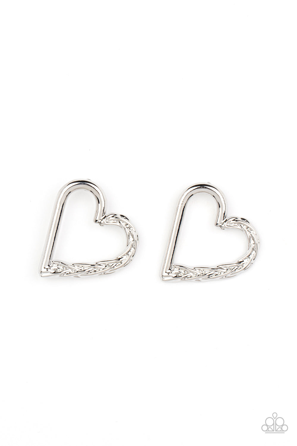 Cupid, Who? - Silver Twisted Heart Frame Paparazzi Post Earrings