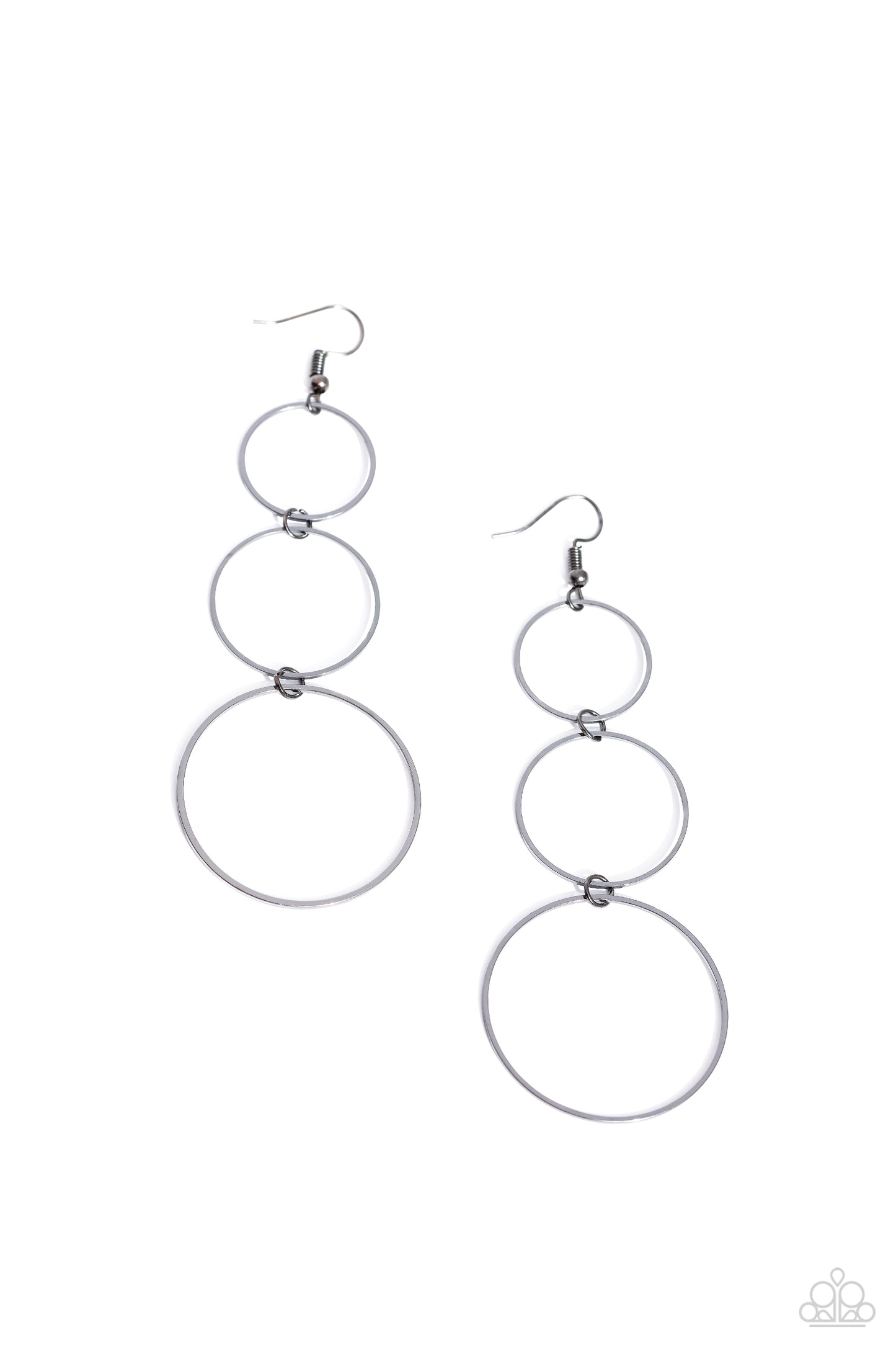 Urban Ozone - Gunmetal Flat Circle Paparazzi Earrings