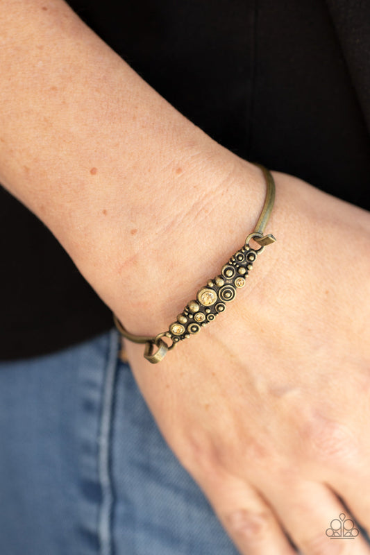 Bubbling Whimsy - Brass Engraved & Antiqued Swirl Paparazzi Cuff Bracelet