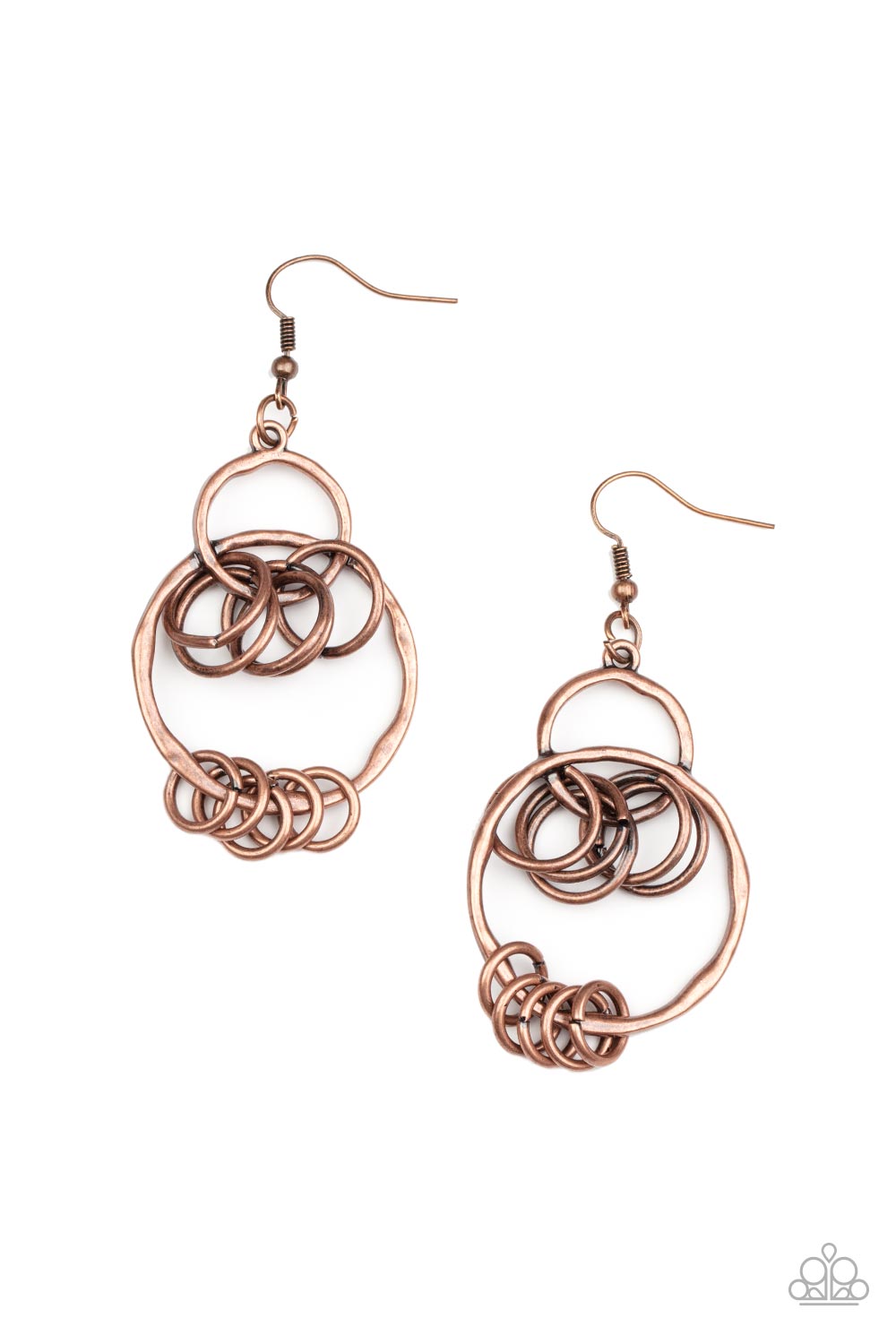 Rebel Ringer - Copper Dainty Rings/Hammered Copper Loop Paparazzi Earrings