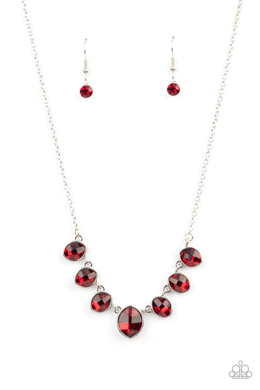 Material Girl Glamour - Red Rhinestone Paparazzi Necklace & matching earrings