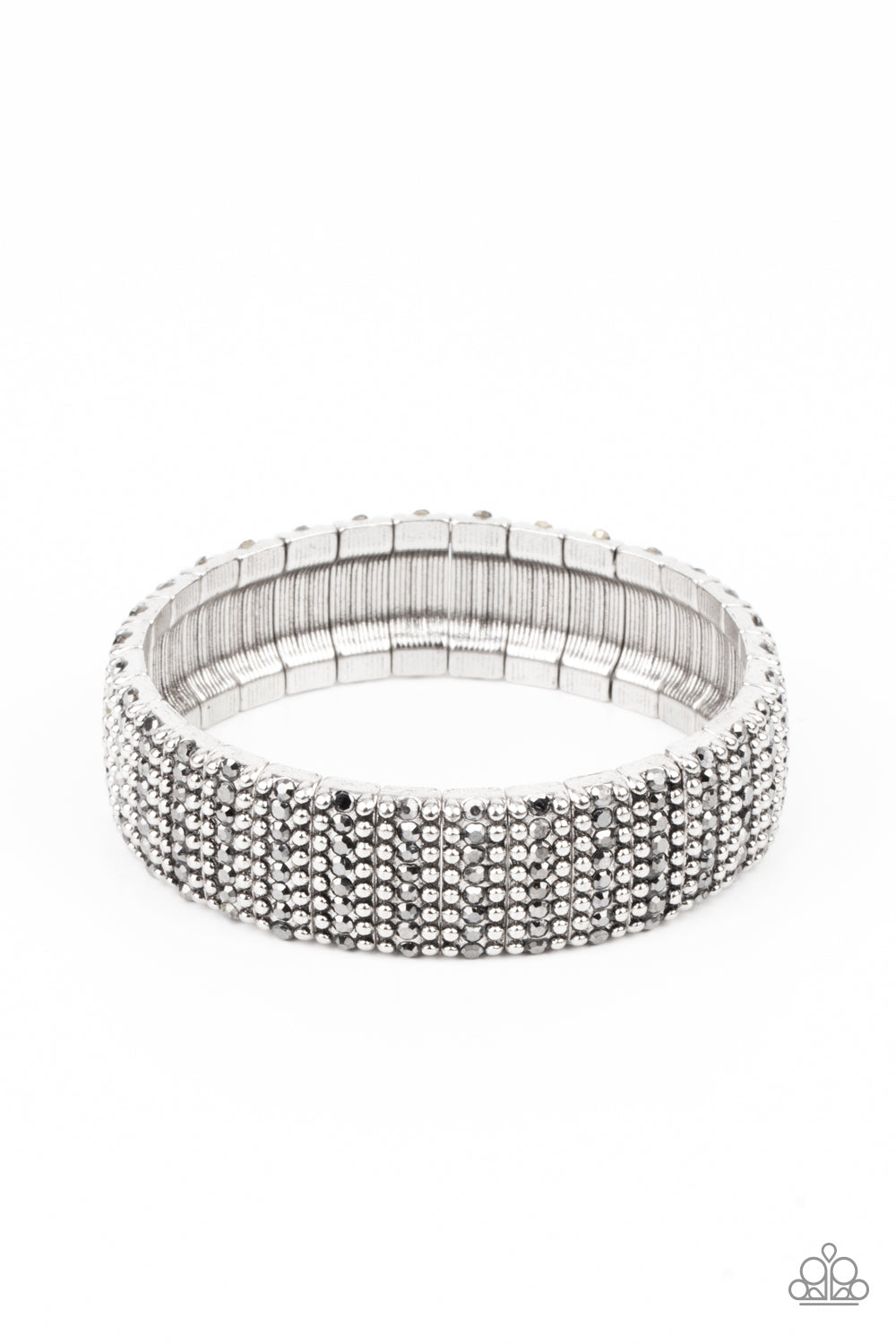 The GRIT Factor - Silver Studs & Hematite Rhinestone Paparazzi Stretch Bracelet
