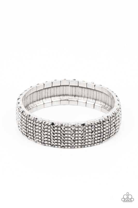 The GRIT Factor - Silver Studs & Hematite Rhinestone Paparazzi Stretch Bracelet