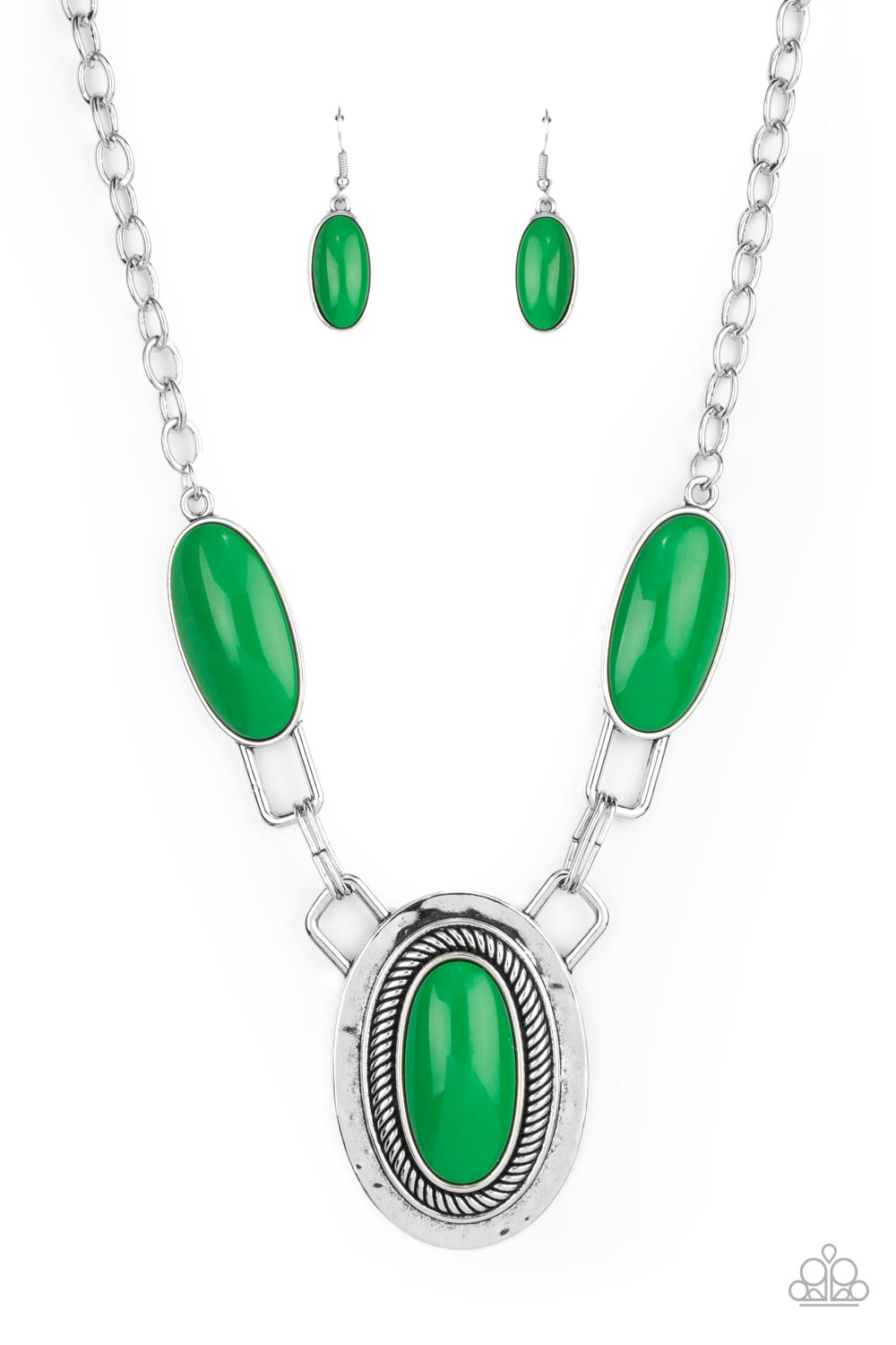 Count to TENACIOUS - Green Leprechaun Beaded Paparazzi Statement Necklace & matching earrings