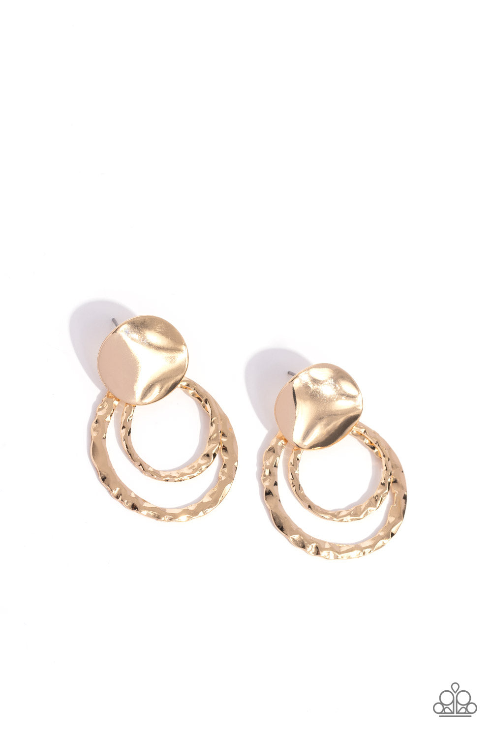 Ancient Arts - Gold Hammered Circles/Wavy Gold Disc Paparazzi CLIP-ON Earrings