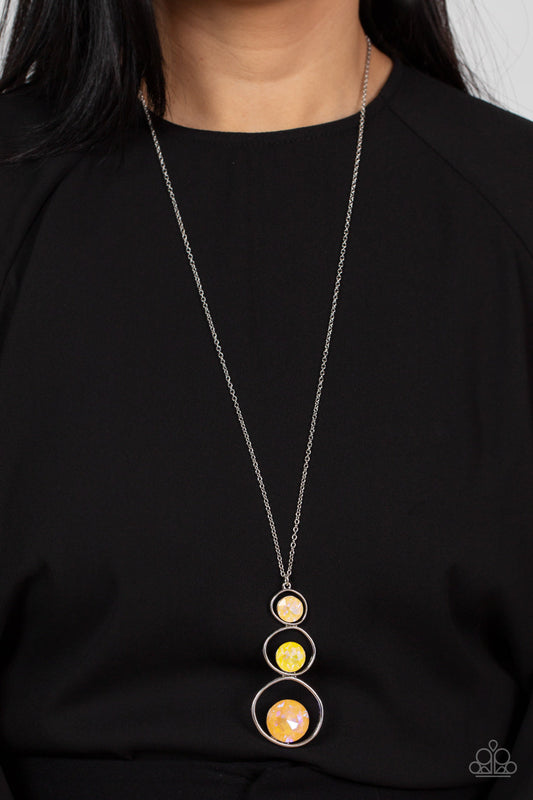 Celestial Courtier - Yellow Iridescent Ombre Gem Pendant Paparazzi Necklace & matching earrings