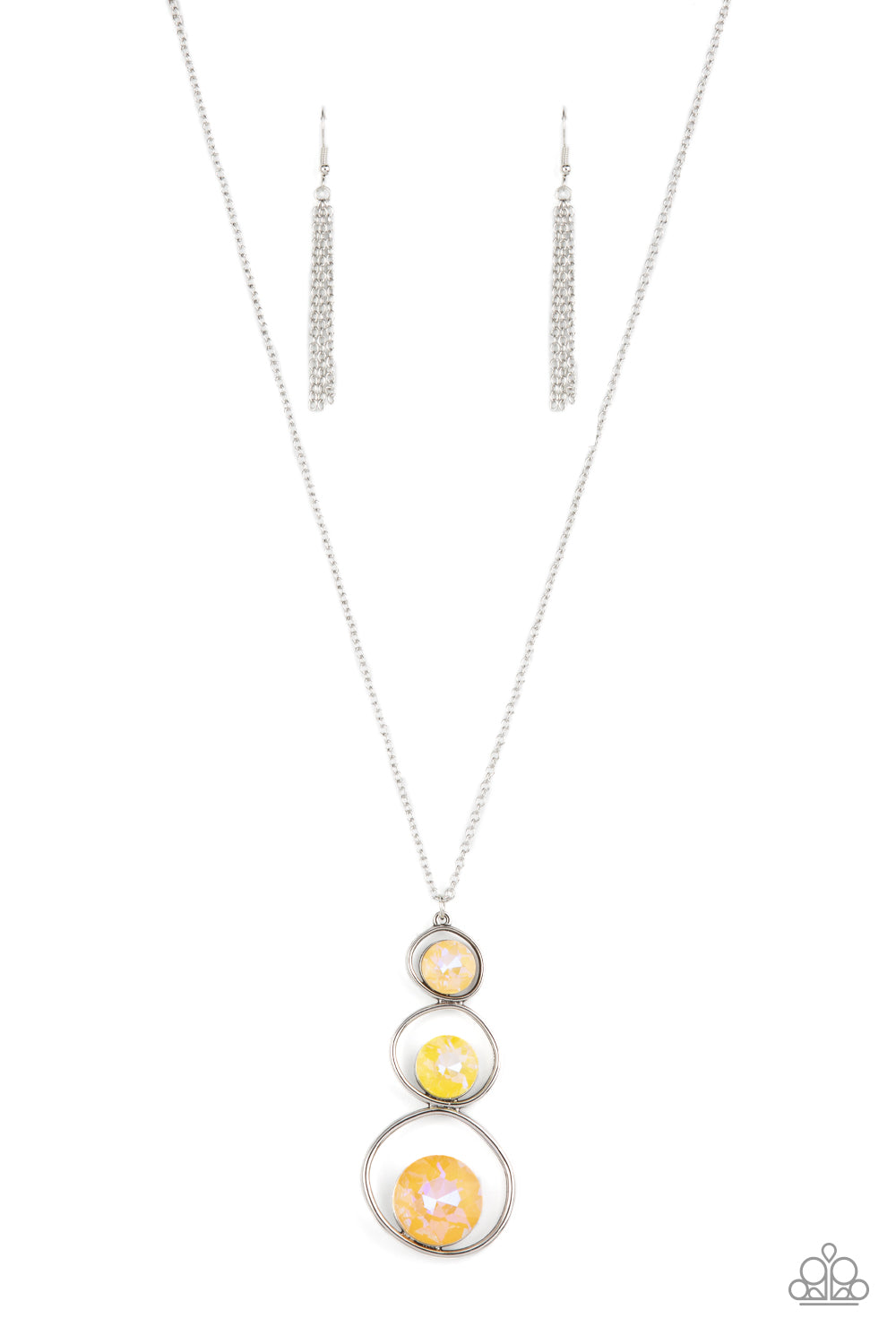 Celestial Courtier - Yellow Iridescent Ombre Gem Pendant Paparazzi Necklace & matching earrings