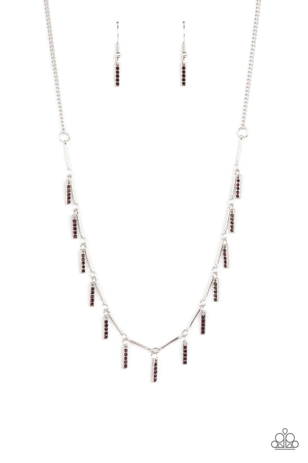 Metro Muse - Purple Rhinestone Rectangular Frame Paparazzi Necklace & matching earrings