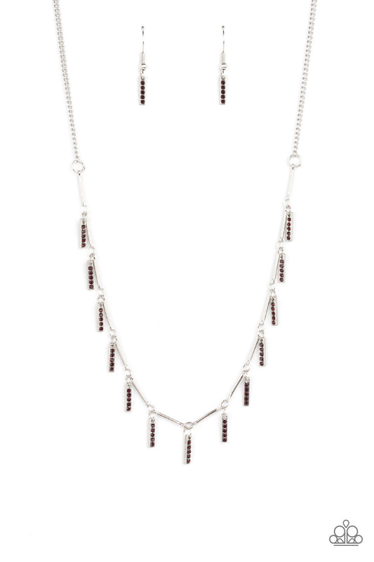 Metro Muse - Purple Rhinestone Rectangular Frame Paparazzi Necklace & matching earrings