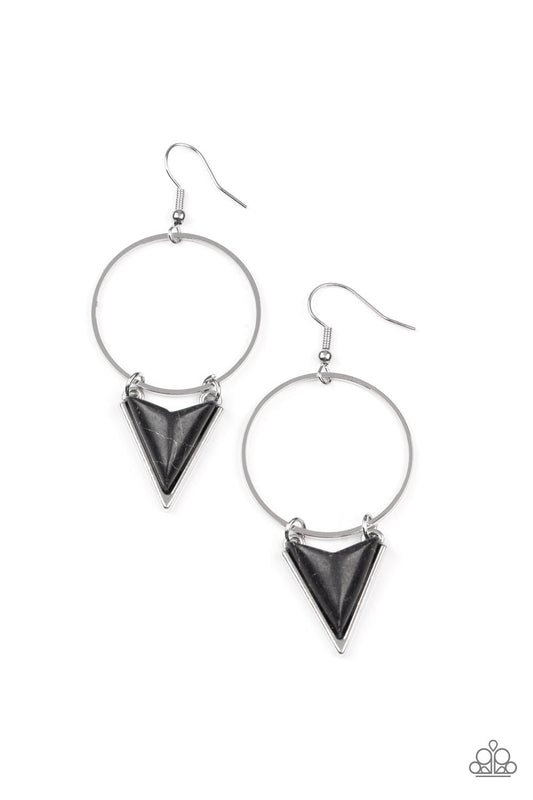 Sahara Shark - Black Triangular Stone Paparazzi Earrings
