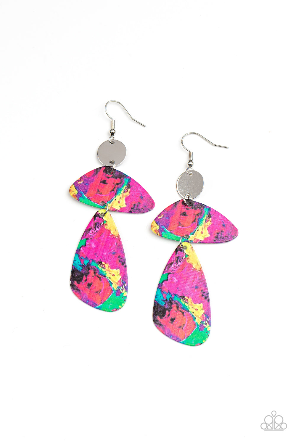 SWATCH Me Now - Multi Colored Abstract Detail Asymmetrical Frame Paparazzi Earrings