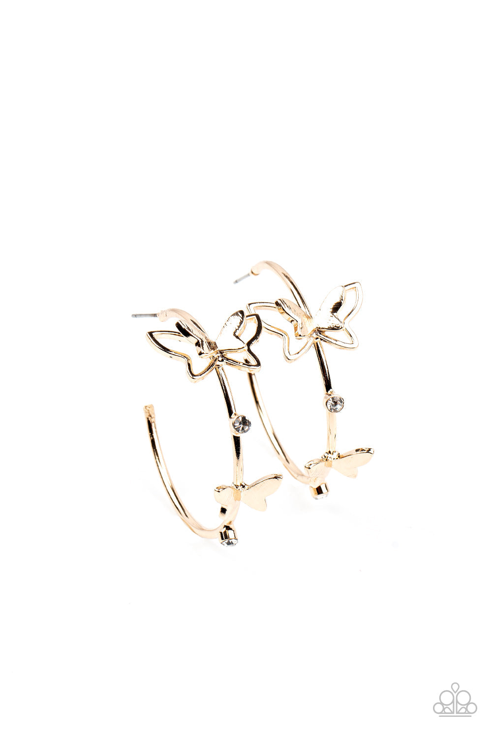 Full Out Flutter - Gold Dainty Butterfly Paparazzi Hoop Earrings