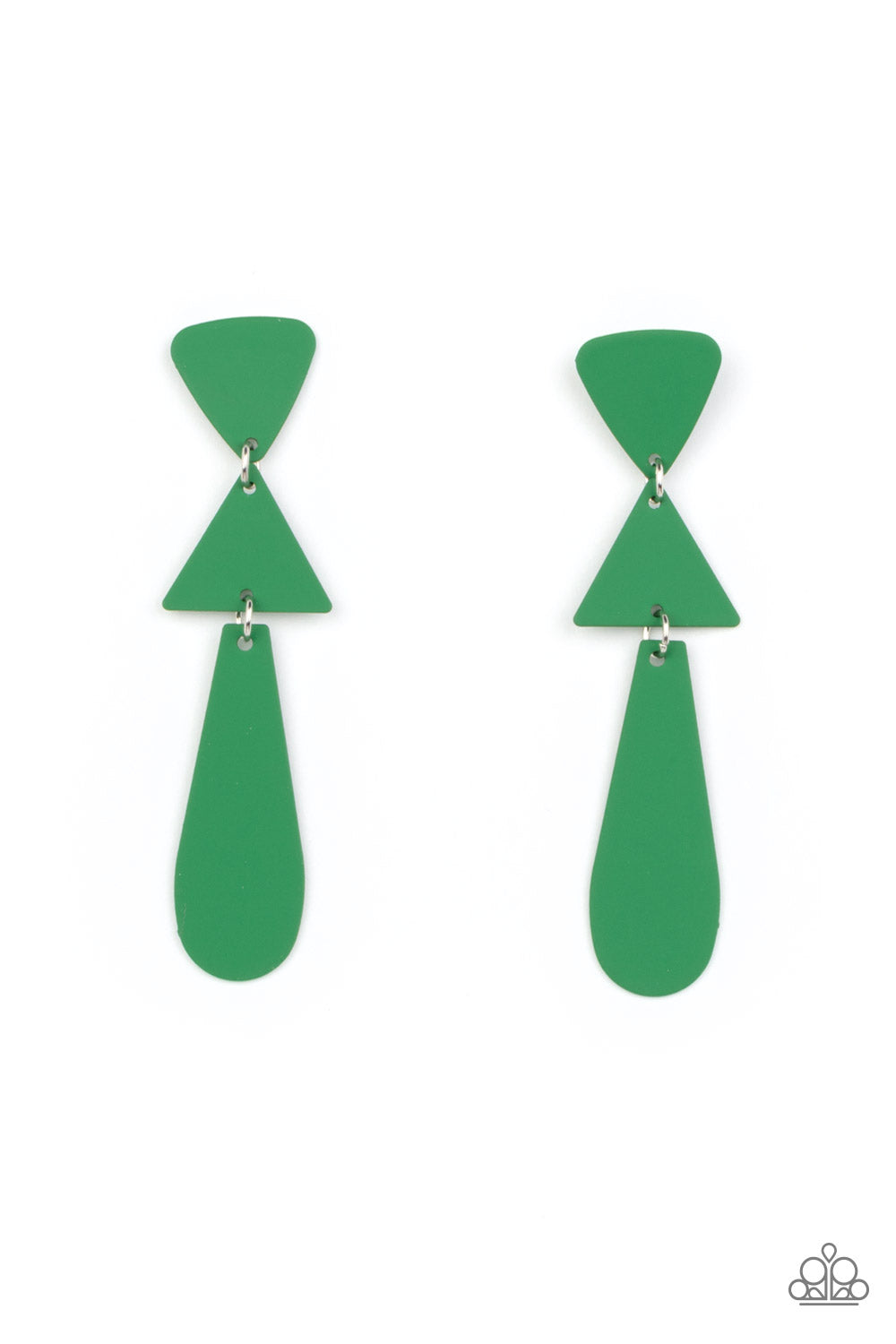 Retro Redux - Green Triangle & Oval Paparazzi Retro Earrings