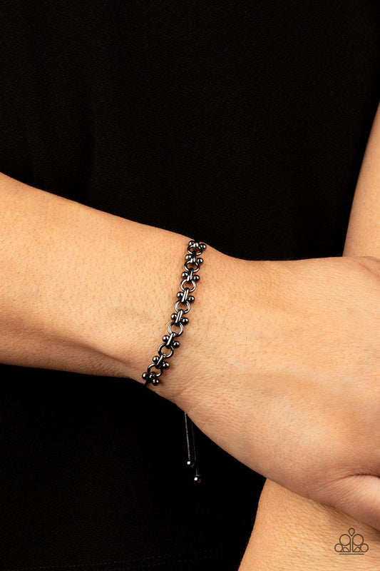 Slide On Over - Gunmetal Beads, Links, & Snake Chain Paparazzi Adjustable Bracelet