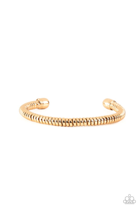 Turbocharged - Gold Cable Paparazzi Men's Cuff Bracelet