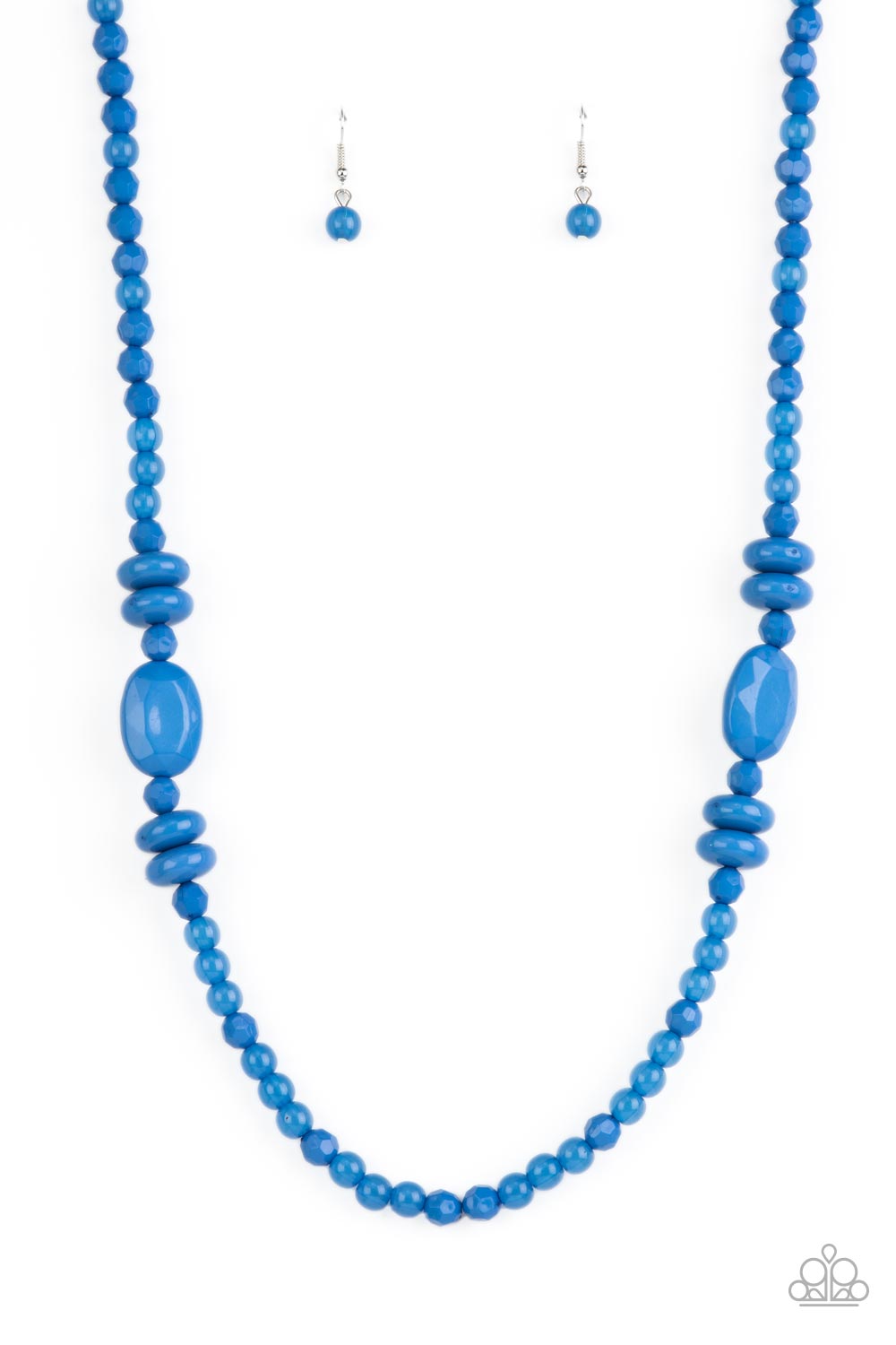 Tropical Tourist - Blue Cloudy/Solid Acrylic Beaded Paparazzi Necklace & matching earrings