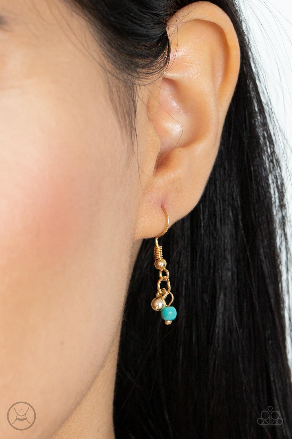Sahara Social - Gold Dainty Beads/Turquoise Accent Paparazzi Choker Necklace & matching earrings