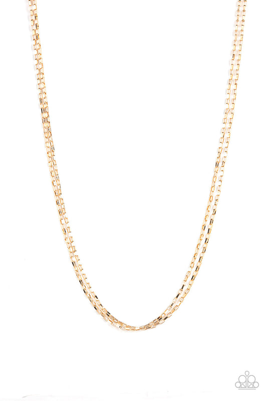 Dead Heat - Gold Rectangular Link Paparazzi Men's Necklace