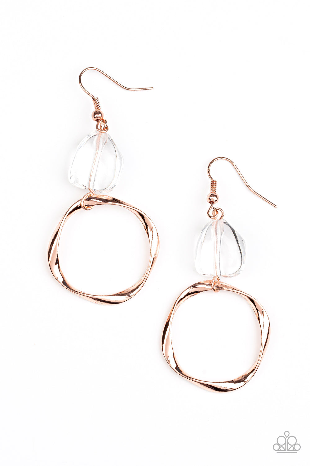 All Clear - Copper Hoop & Imperfect Crystal-Like Gem Paparazzi Earrings