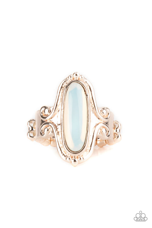 Timelessly Transcendent - Rose Gold & Dewy White Opal Paparazzi Ring