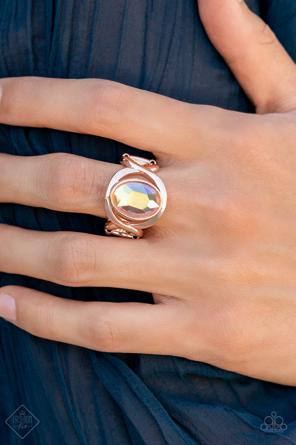Mystical Treasure - Rose Gold & Iridescent Gem Paparazzi Ring