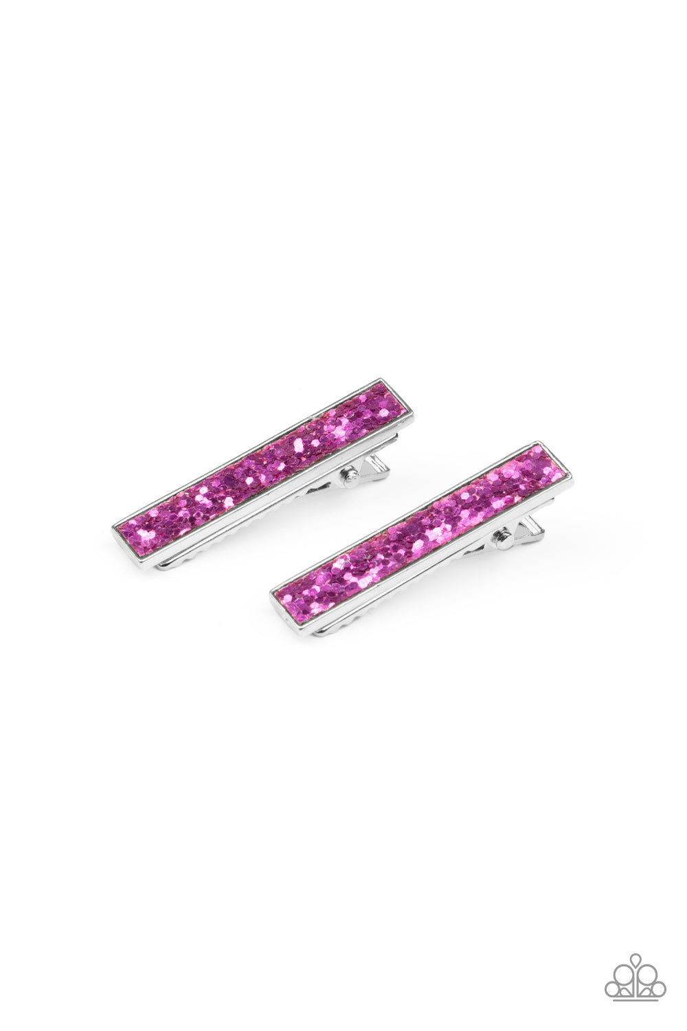 For All The World To SEQUIN - Pink Glittery Sequin Paparazzi Set of 2 Hair Clips