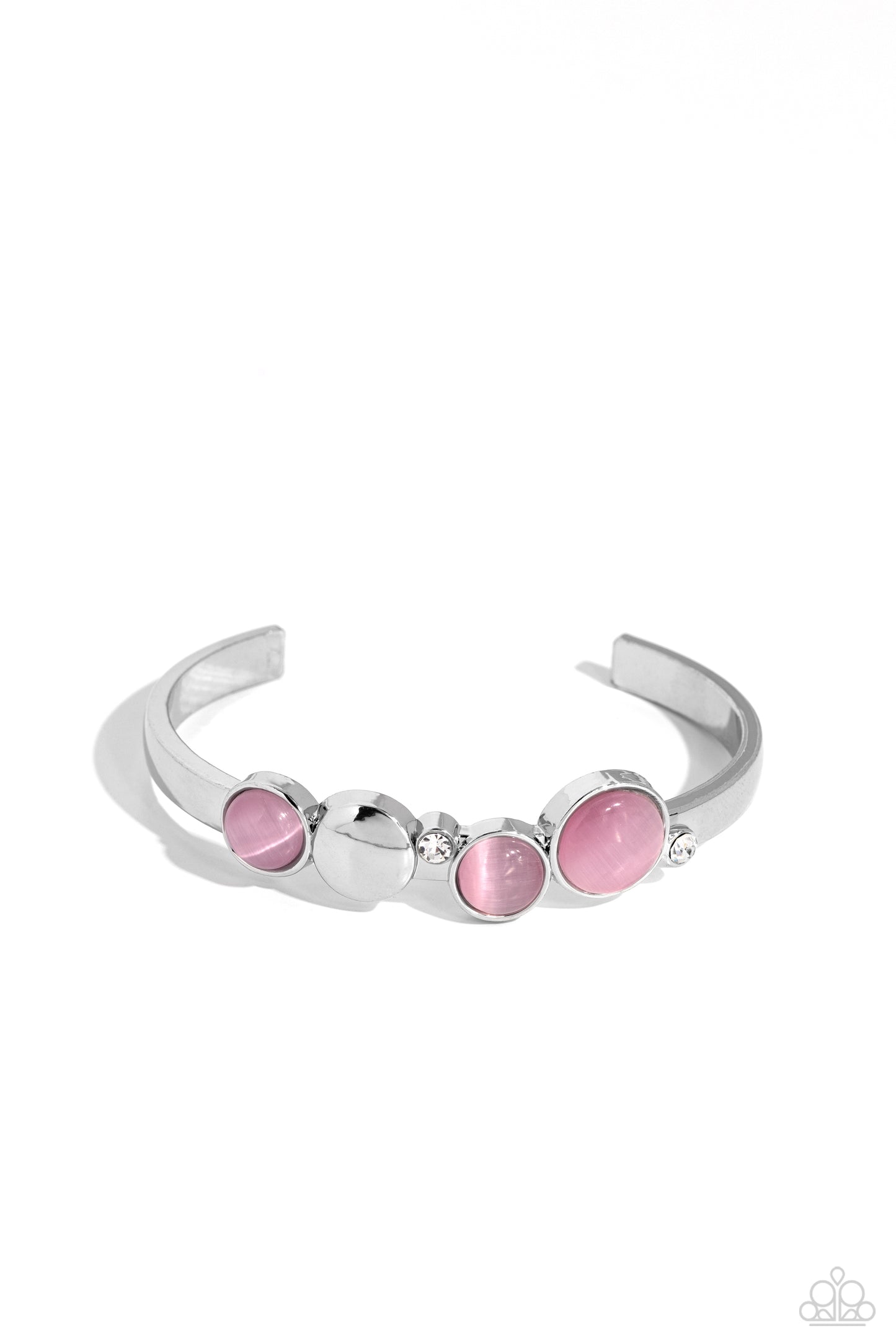 Elegant Escapade - Pink Cat's Eye Stones/White Rhinestone Paparazzi Cuff Bracelet