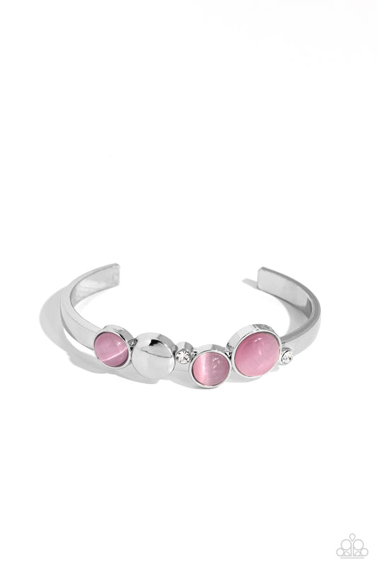 Elegant Escapade - Pink Cat's Eye Stones/White Rhinestone Paparazzi Cuff Bracelet