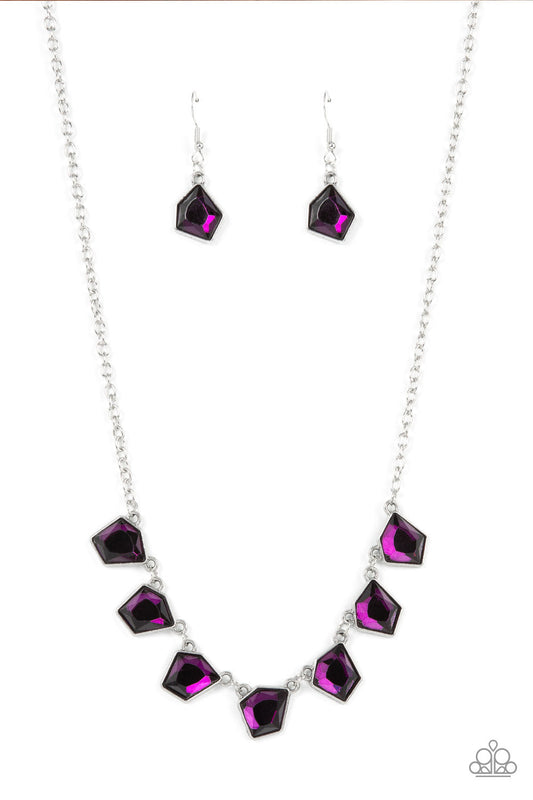 Experimental Edge - Purple Faceted Imperfect Gem Paparazzi Necklace & matching earrings