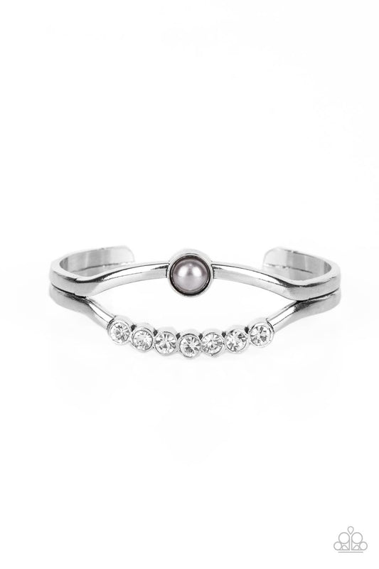 Palace Prize - Silver Pearl & White Rhinestone Paparazzi Cuff Bracelet
