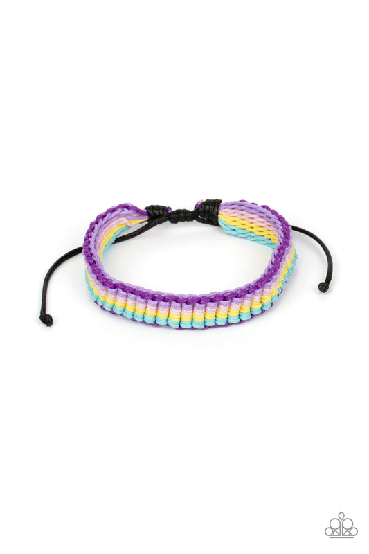 Campfire Craft - Multi Purple, Blue, Pink, & Yellow Threaded Paparazzi Urban Bracelet