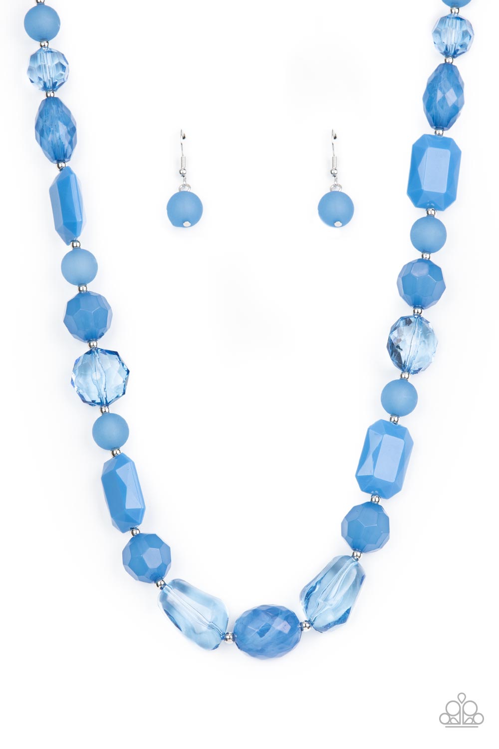 Here Today, GONDOLA Tomorrow - Blue Mismatched Beaded Paparazzi Necklace & matching earrings