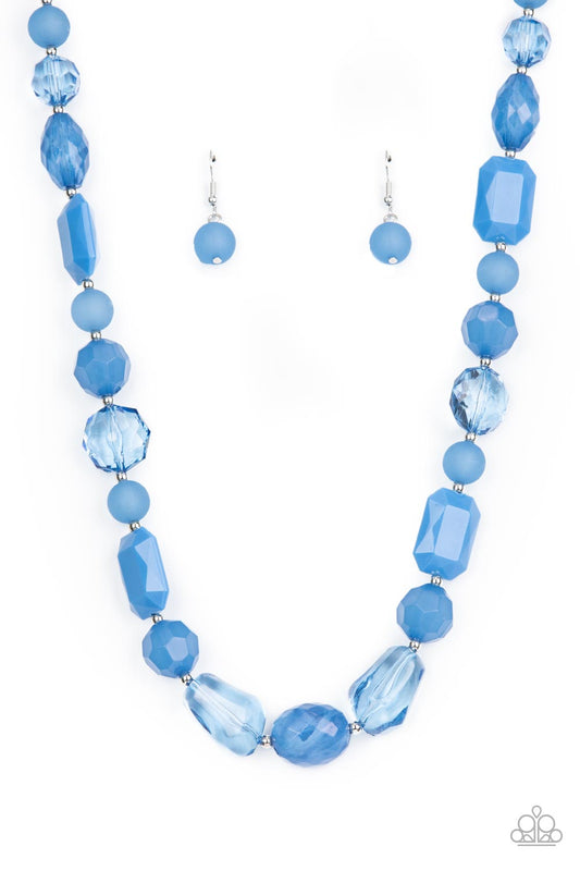 Here Today, GONDOLA Tomorrow - Blue Mismatched Beaded Paparazzi Necklace & matching earrings