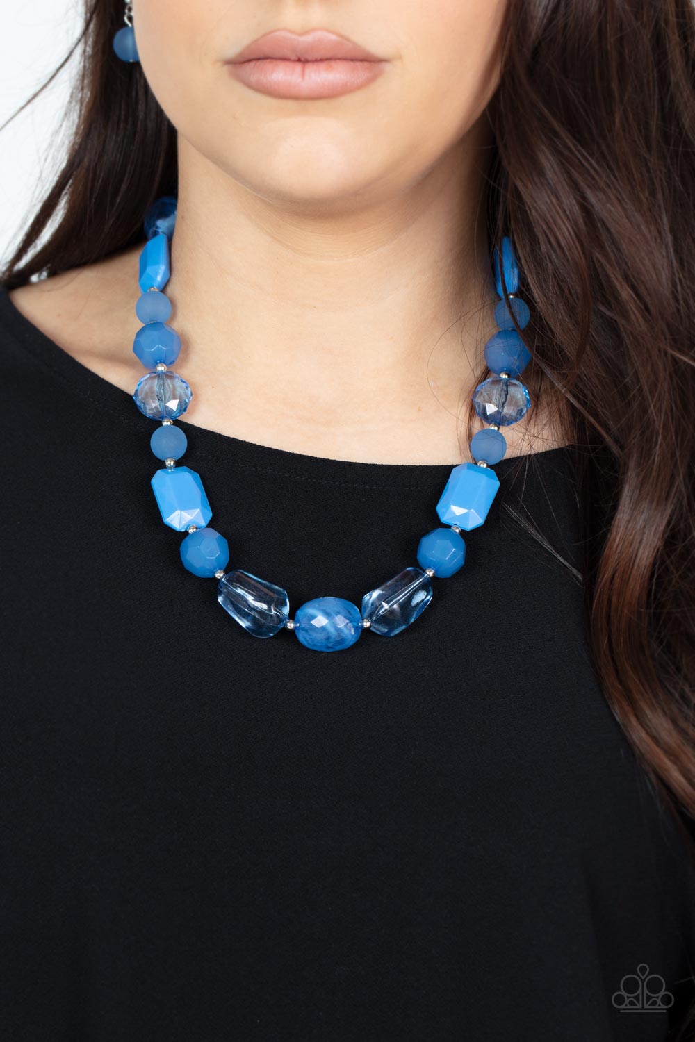 Here Today, GONDOLA Tomorrow - Blue Mismatched Beaded Paparazzi Necklace & matching earrings