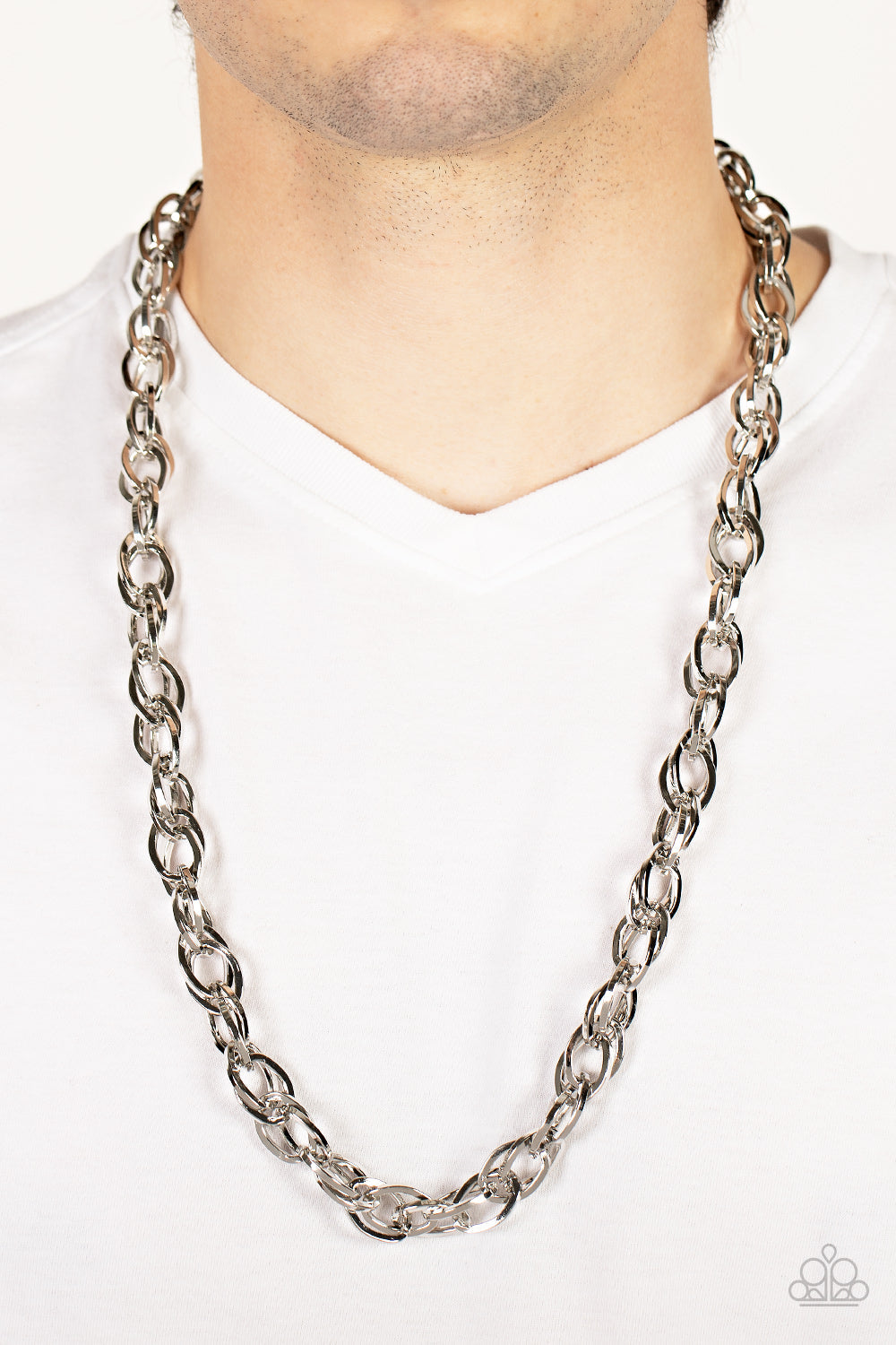 Custom Couture - Silver Oversized Oval Link Paparazzi Men's Necklace