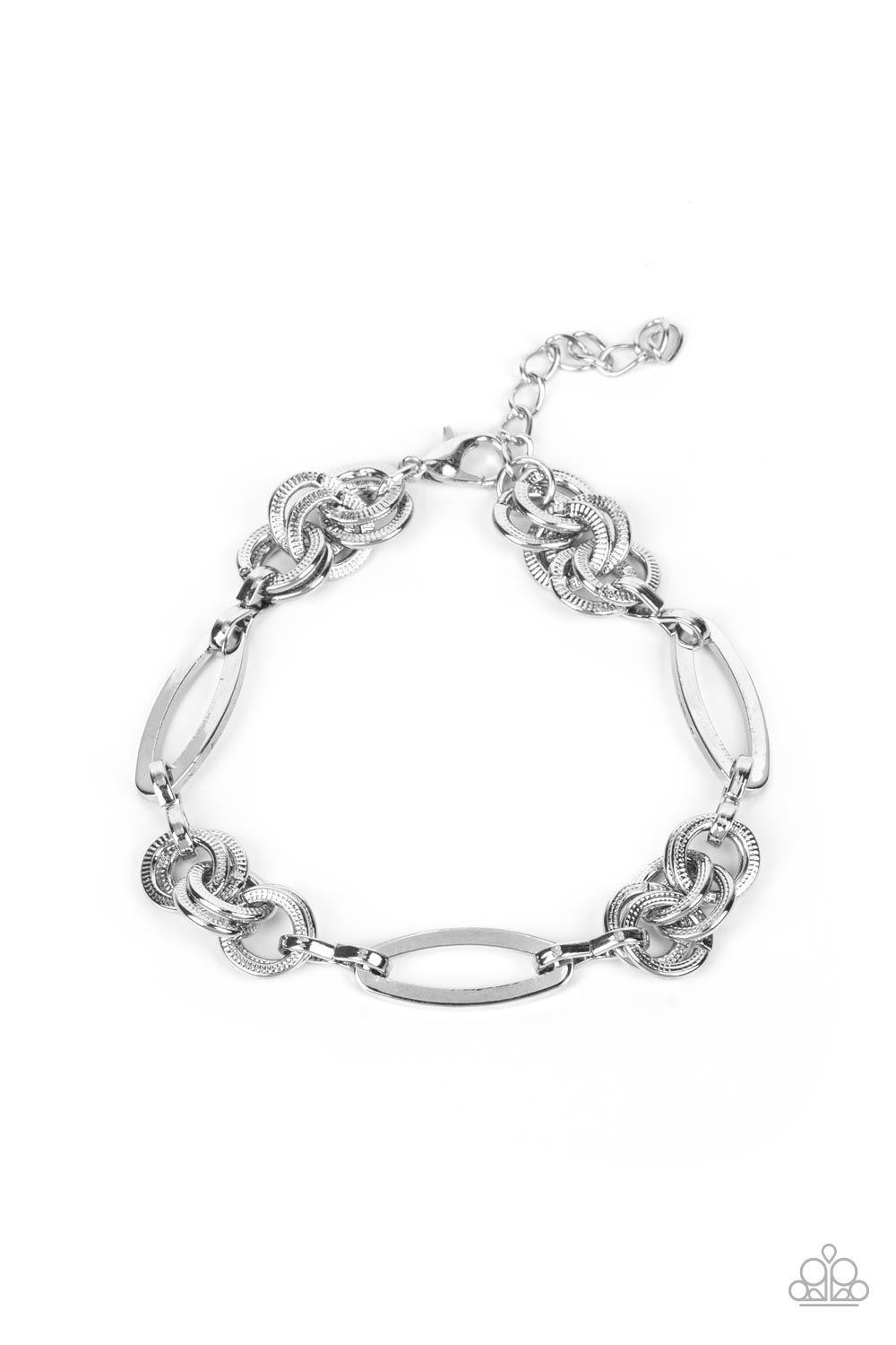 Chic Charmer - Silver Textured & Smooth Links Paparazzi Adjustable Bracelet