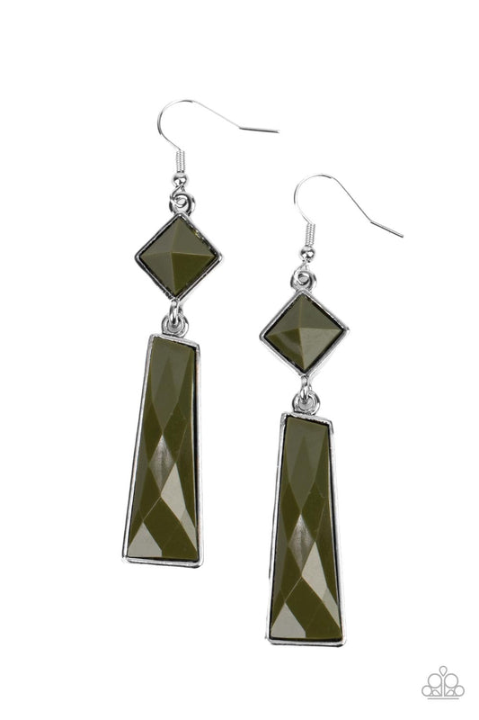 Hollywood Harmony - Green Faceted Bead Paparazzi Earrings