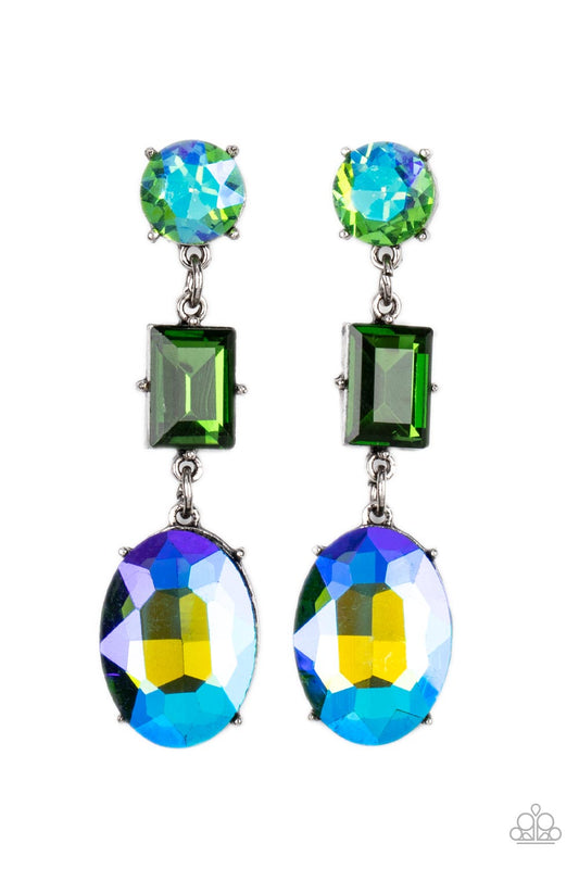 Extra Envious - Green UV Gem Paparazzi Earrings
