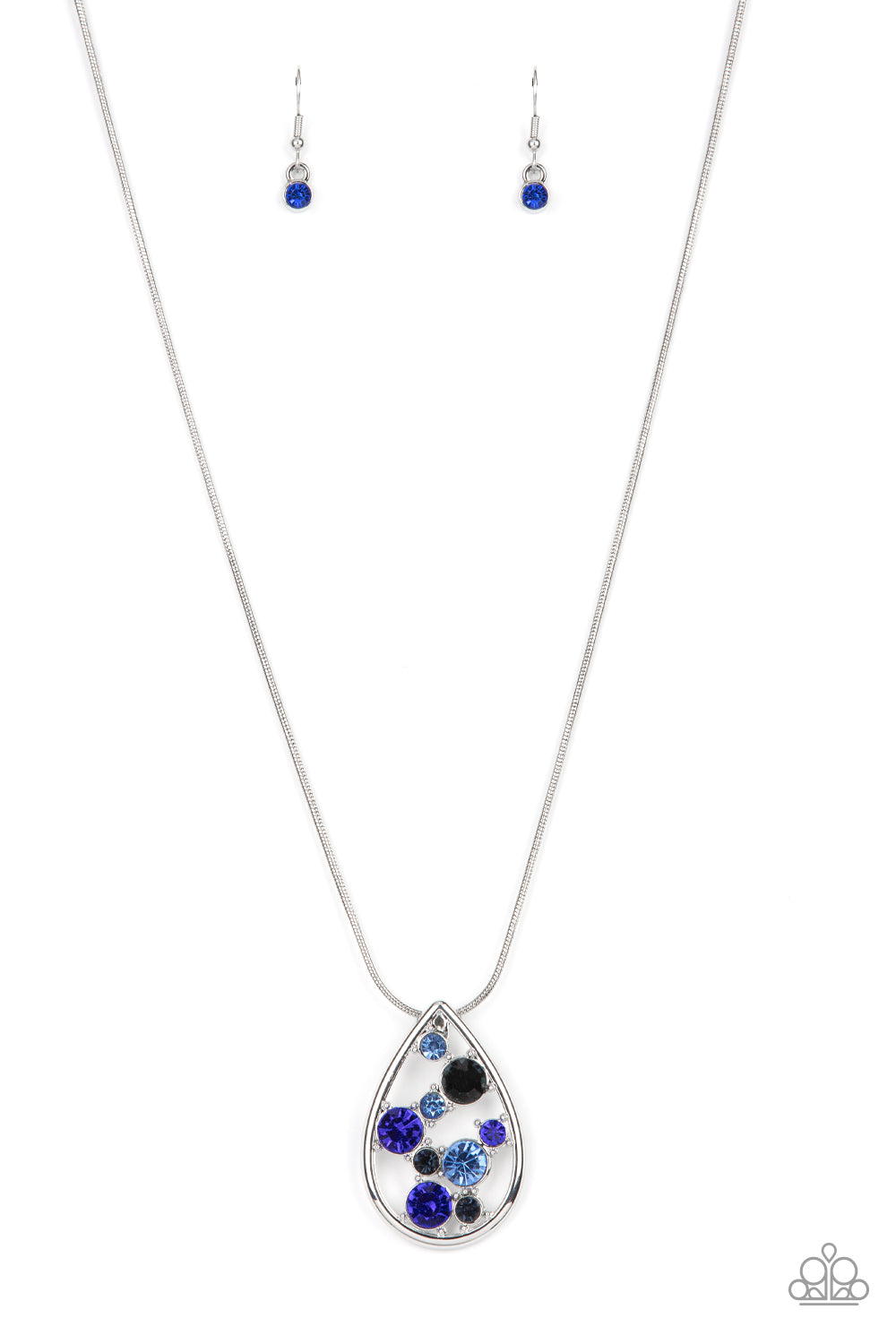 Seasonal Sophistication - Blue Floating Rhinestone Pendant Paparazzi Necklace & matching earrings