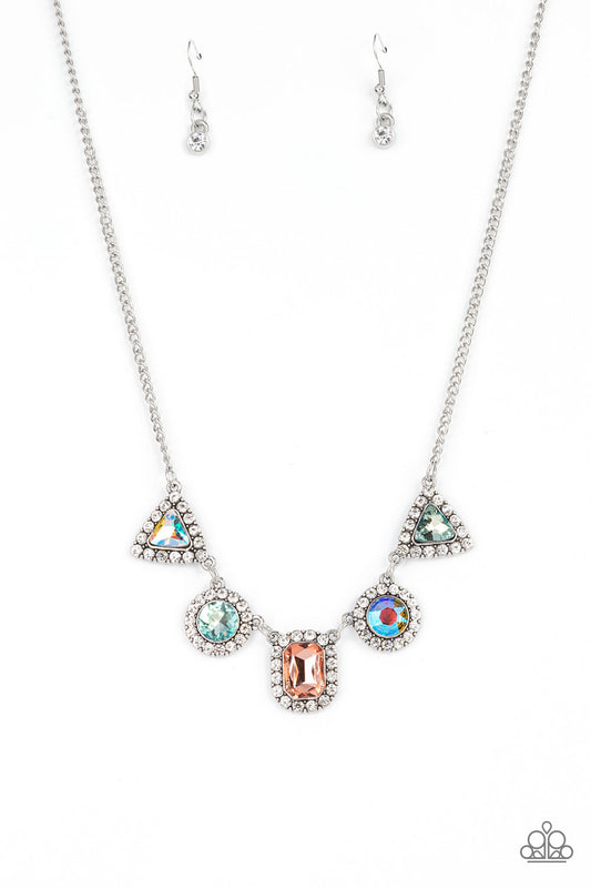 Posh Party Avenue - Multi Iridescent Rhinestone Paparazzi Necklace & matching earrings