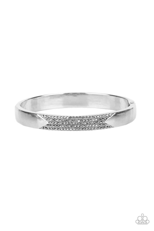Radiant Edge - Silver Hinge & Hematite Rhinestone Paparazzi Bracelet